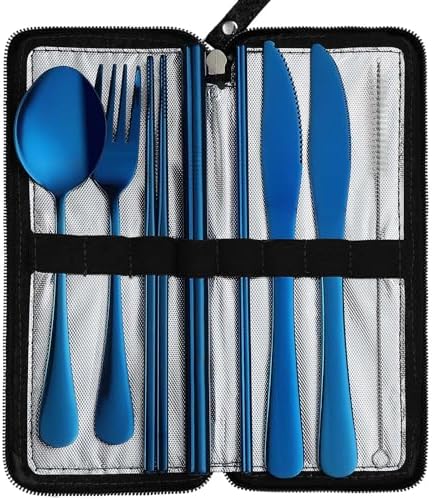 DEVICO Camping Utensils, Stainless Steel Travel Silverware Set with Case by DEVICO