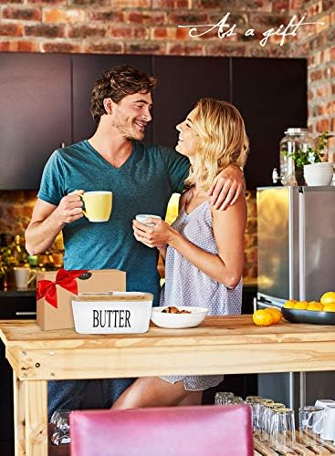 Ceramic Butter Dish with Lid and Knife & Silicone Seal 200ml 2 Pack White - Image 7