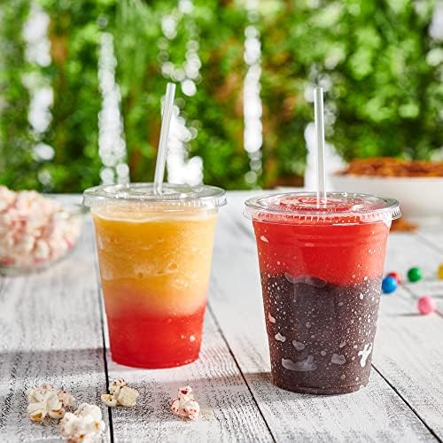 GUSTO 16 oz Clear Plastic Cups with Lids [50 Sets] Iced Coffee Cups - Image 3
