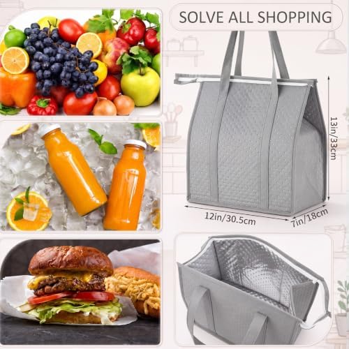 10 Pack 10 Pack Large Insulated Grocery Bag Zippered, Light Gray - Image 2
