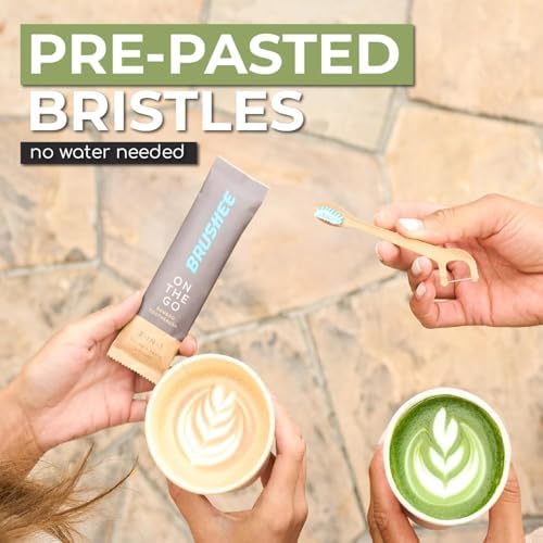 Brushee Travel Toothbrush 3-Pack, Bamboo Disposable 3-in-1 with Flosser - Image 3
