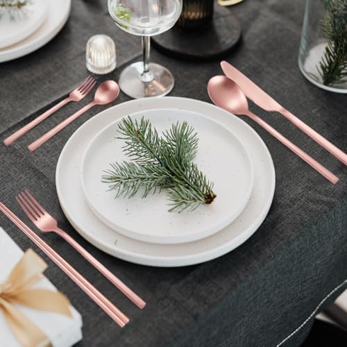 AARainbow 8 Pieces Stainless Steel Flatware Set Portable Reusable Cutlery Set Travel Utensils Set Including Chopsticks Knife Fork Spoon Straws Cleaning Brush Dishwasher Safe (B-Rose Golden) - Image 5
