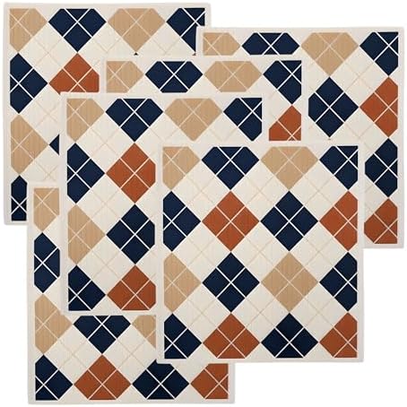 Swedish Dishcloths for Kitchen 6-Pack - Reusable Paper Towel Replacement Sponge Cloths - Bold Argyle Pattern - Eco-Friendly Cellulose and Cotton by Unknown