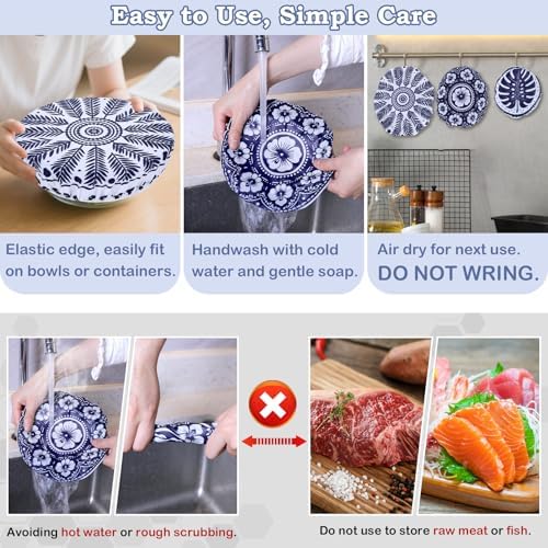 5Pcs Reusable Beeswax Elastic Bowl Covers for Bread Proofing and Food Cover - Image 6