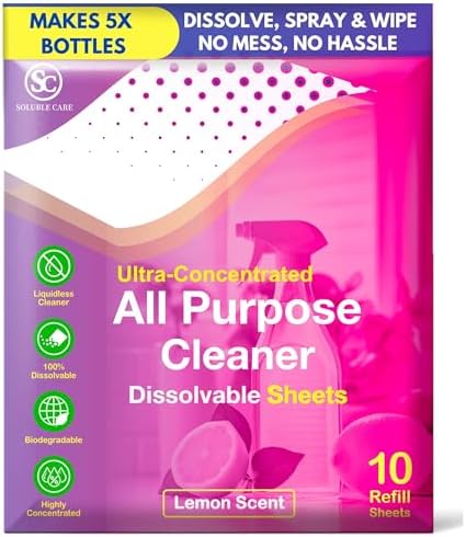 All Purpose Cleaner Sheets: Lemon Scent, Makes 5 Bottles by SolubleCare