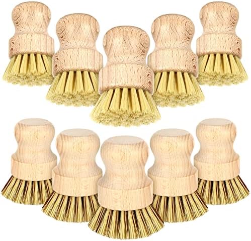 Queekay 12 Pcs Bamboo Dish Brush, Sisal Bristle Scrubber for Pot Pan Sink by Queekay