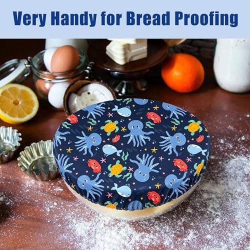 wegreeco Elastic Reusable Bowl Covers for Bread Proofing, Fabric Cloth Sourdough Bowl Covers for Proofing - Set of 3, Sealife - Image 5