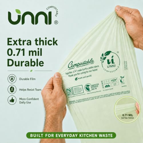 UNNI 3 Gallon Compost Bags for Countertop Bin, 100 CT, Extra Thick 0.71 Mil - Image 5