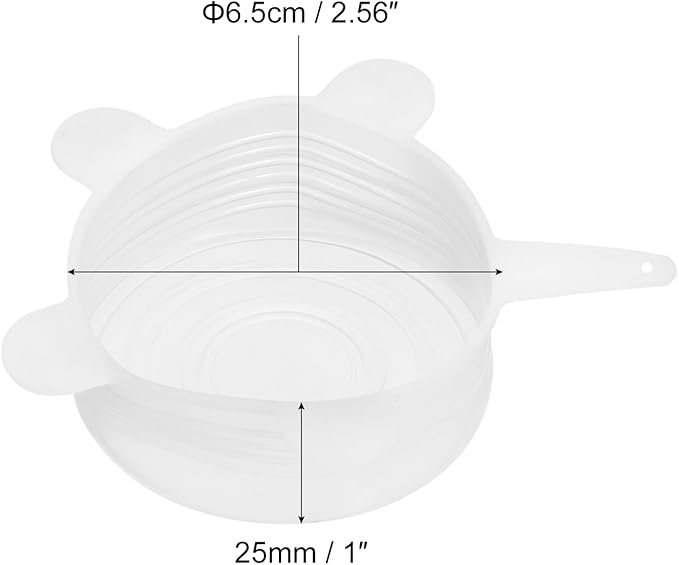 uxcell Silicone Stretch Lids, 3Pack 2.56" Round Container Lid Silicone Bowl Covers Reusable Silicone Lids for Cups, Bowls and Food Cover, White