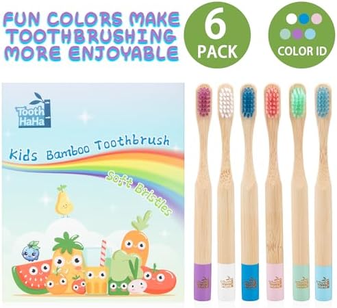 Kids Bamboo Toothbrushes, BPA-Free Soft Bristles, Eco-Friendly Natural Wooden Toddler Toothbrush, 6-Pack Travel Toothbrushes Set for Children - Image 5