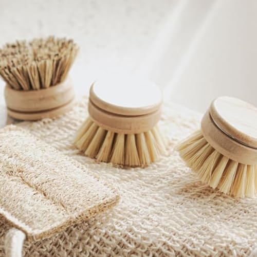 Wooden Washing Up Brush, 4PCS Replacement Brush Heads for Eco Dish Brush, Eco Bamboo Dish Brush, Natural Dish Brush, Kitchen Eco Bamboo Scrubber Brushes for Washing and Cleaning - Image 7