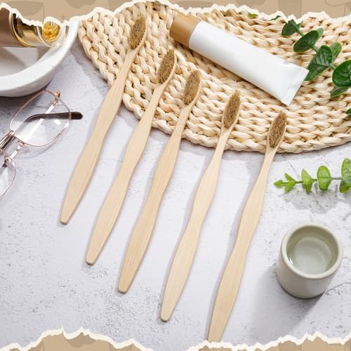 Hushee 30 Pack Boar Bristle Natural Toothbrush Bamboo Handle, Boar Bristle - Image 6