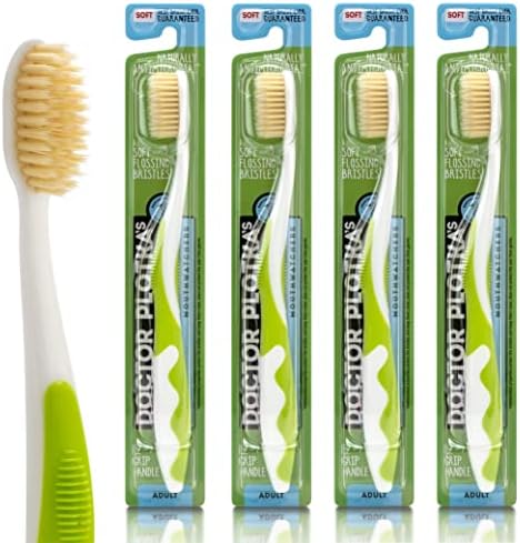 MOUTHWATCHERS Soft Flossing Manual Toothbrush, Adults, 4-Pack, Green by Mouthwatchers