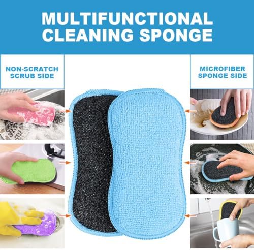HOMEXCEL Dish Sponge 6 Pack, Microfiber Kitchen Sponges for Cleaning - Image 3