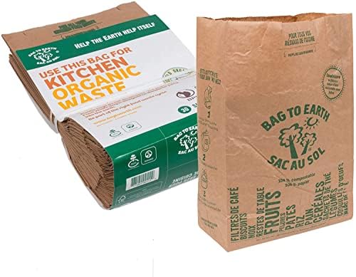 Bag to Earth - Kitchen Food Waste Bag - Compostable Bag - Leak Resistant -%100 Paper Cellulose Liner - Small - 30 Bags by Bag+to+Earth