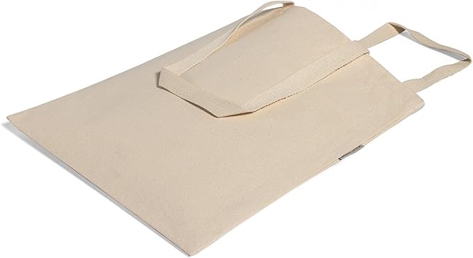 Organic Cotton Canvas Tote Bags – 12 Pack – Heavy Duty with Long Straps – Multipurpose Reusable Shopping Bags – Bulk, Natural