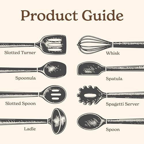 Country Kitchen Non Stick Silicone Utensil Set with Rounded Wood Handles for Cooking and Baking, 8 Piece Set, Gray - Image 3