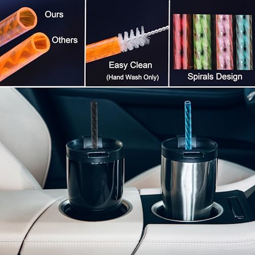 Dakoufish 13 Inch Long Reusable Clear Plastic Replacement Drinking Straws for 32 oz,40 oz & 100 oz Jar/Tumblers, Set of 12 Swirl Straws With Cleaning Brush (13inch,12color) - Image 3