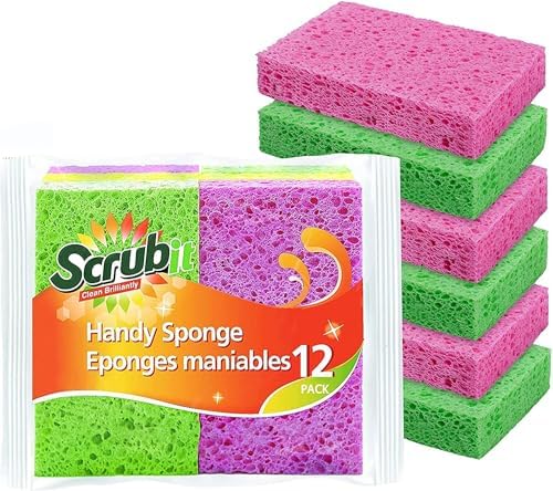 SCRUBIT Cleaning Scrub Sponges, [New Packaging] Non-Scratch Kitchen Sponges for Dishes -12 Pack Dishwashing Sponge - Assorted Colors Package May Vary by SCRUBIT