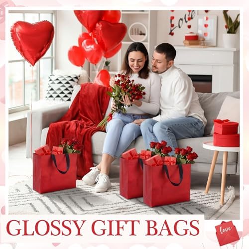 Eccliy 80 Pcs Reusable Gift Bags, Large, Red - Image 4