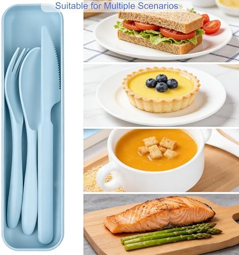 Wheat Straw Travel Utensils, BPA Free Reusable Fork Spoon Knife with Case - Image 7