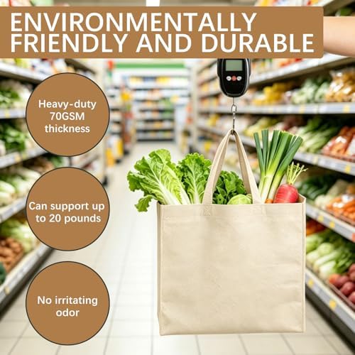 Reusable Grocery Bags 12.6 * 6.3 * 11.8 in - Non Woven Totes Bag with Reinforced Handles, Shopping Bags Bulk - Image 6