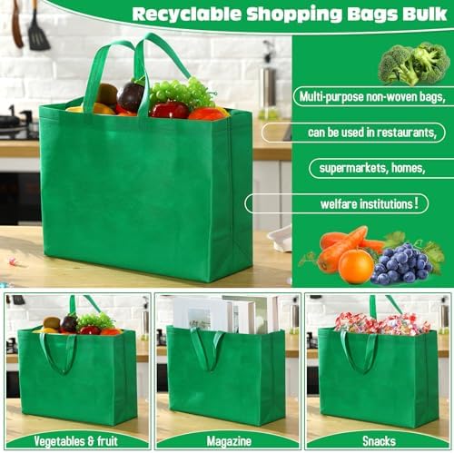 Windyun Reusable Grocery Bags Large Non Woven Shopping Bags with Handles Foldable Portable Tote, 16x6x12 Inch - Image 4
