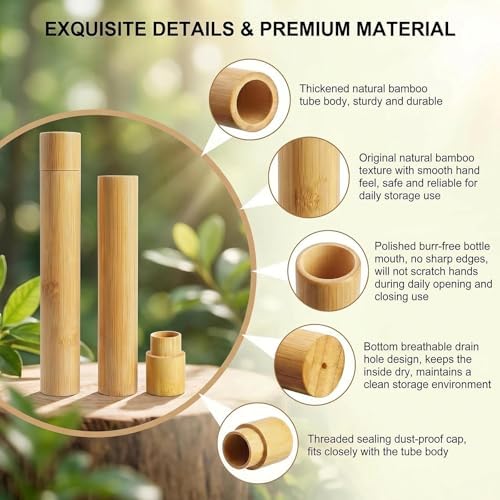 Elandy 2PCS Bamboo Toothbrush Travel Case Empty Portable Reusable Toothbrush Tube Toothbrush Container Holder For Travel Trip Camping - Image 4