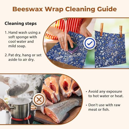 OHIYO Reusable Beeswax Wrap for Food, 9 Pack Organic Cotton Beeswax Papers (1XL + 3M + 5S), Bread Sandwich Wrapper, Suitable for Bowls, Cheese, Reusable Plastic-Free Food Storage Wrap - Image 3