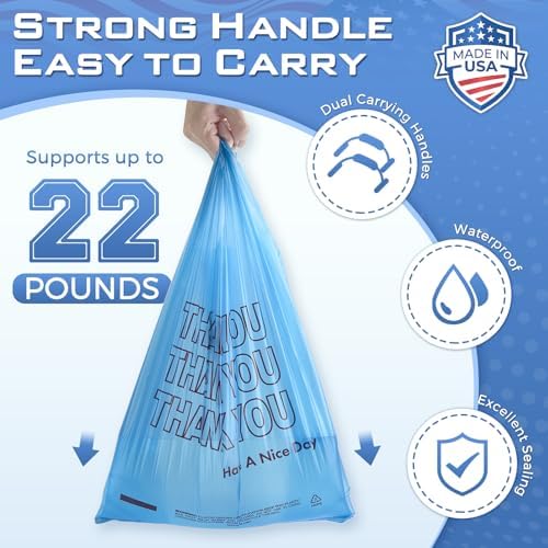 Fuxury 840000 (84K) Count Blue Plastic Thank You Shopping Bags with Handles - Image 3