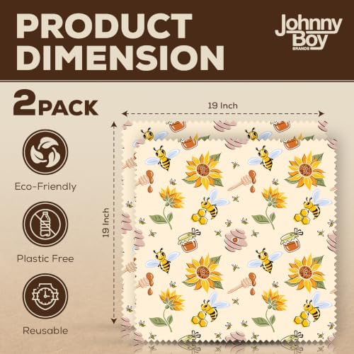 2 Pack - XL 19" x 19" - 5 Sq Ft - Beeswax Bread Wraps, Total 5 Sq Ft Coverage, Eco-Friendly Alternative to Plastic Wrap for Bread Storage, Bowls & Food Storage (Classic) - Image 2