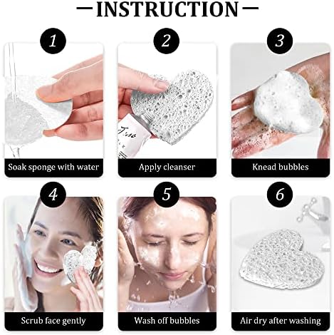 60-Count Kickleen Compressed Cellulose Heart Shape Facial Sponges,White - Image 6