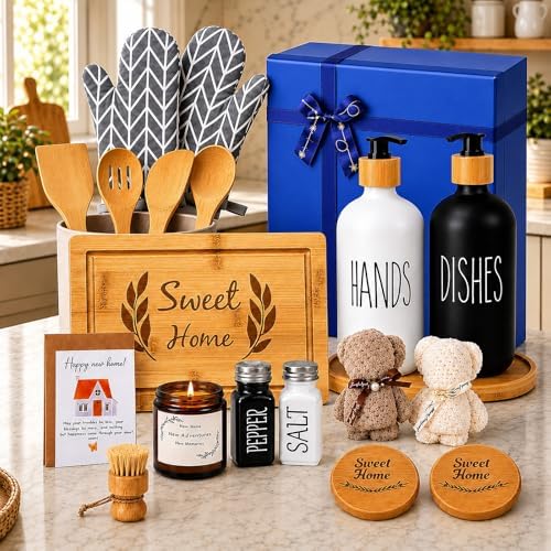 Housewarming Gifts New Home Basket，21-Piece Including Cutting Board, Handwashing Set, and Aromatherapy – Ideal for Housewarming Gift for Couples, New Home Families, and Closing Gifts for Home Buyers by Unknown