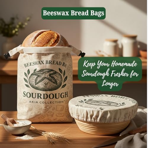 Manual Bread Slicer with Hand Crank + XL Beeswax Bread Bags & Bowl Cover Set – Adjustable Bread Cutter for Sourdough & Homemade Loaves, Uniform Slices, Eco-Friendly Storage - Image 2