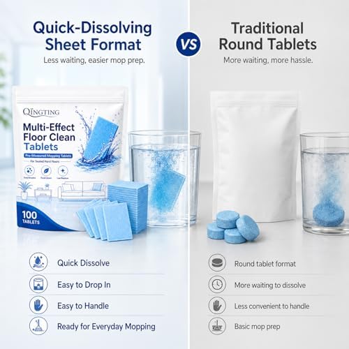 Multi-Effect Floor Clean Tablets, 100 Count, Concentrated Floor Cleaning Tablets for Mopping, Fast-Dissolving Hard Floor Cleaner Tablets, No-Mess for Tile, Laminate & Sealed Wood Floors (1bag(100)) - Image 6