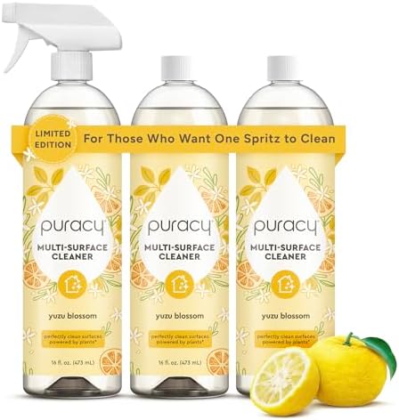 Puracy All Purpose Cleaner Spray – Plant-Powered Multi-Surface Cleaner - Surface Cleaner Solution As Seen on TikTok (Limited Edition Yuzu Blossom, 16 fl oz, 3 Pack) by Puracy