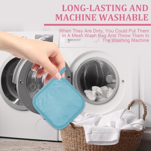Puomue Makeup Remover Cloth 12 Pack, Ultra Soft and Reusable Microfiber Makeup Remover Towels for All Skin Types, Perfect Face Towels for Women, 6 Inch x 6 Inch, Blue - Image 7
