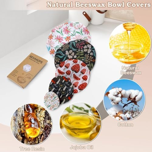 5Pcs Reusable Beeswax Elastic Bowl Covers for Bread Proofing and Food Cover - Image 3