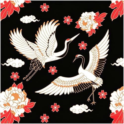 OISUIEY Furoshiki Japanese Wrapping Cloth, Large Size 27.6x27.6 Inch 70cm Reusable Gift Wrap, Eco-Friendly Fabric for Bento Bag, Wine Bottle, Table Decor Washable & Wrinkle Resistant (Crane) by Unknown