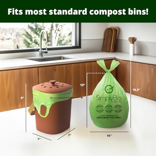 Simply Bio 1.6 Gallon Compostable Trash Bags Liners Handle, Heavy Duty Extra Thick 0.6 Mil, 6.06 Liter, 50 Bags, Small Kitchen Food Scrap Waste Bag, ASTM D6400, US BPI and OK Compost Home Certified - Image 2