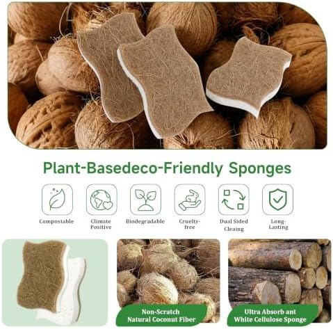 Silkyhose 12Pack Wave-Edge Cellulose Coconut Sponges, Non-Scratch Cleaning - Image 3