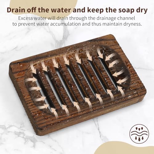 2 Pack Wooden Soap Holder - Integrated Self Draining Soap Dish for Shower with Slotted, Sturdy Wooden Soap Tray for Sink, Bathtub and Kitchen - Image 6