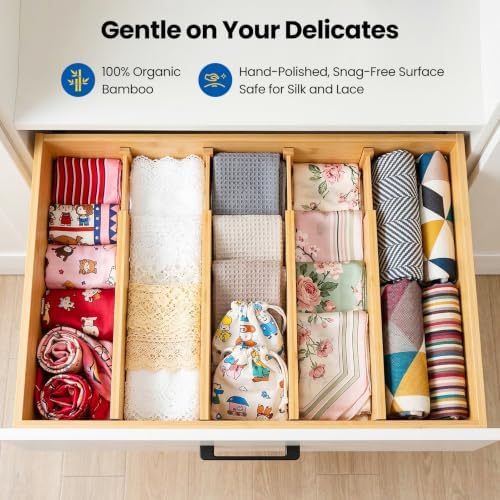 4 Pack 4" Deep Bamboo Drawer Dividers, 12-17" Expandable Kitchen Organizers - Image 6
