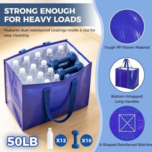 Reusable Grocery Bags, Waterproof & Foldable Shopping Bags Stand Upright - Image 5
