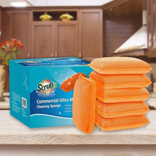 Commercial Miracle Microfiber Kitchen Sponge by Scrub-It - Large - Non-Scratch Heavy Duty Dishwashing Cleaning sponges- Machine Washable- (Orange, 6 Pack) - Image 7