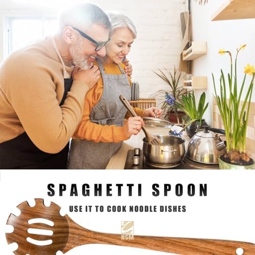 HSM Wooden Spoons for Cooking, 8-Piece Acacia Wood Kitchen Utensil Set - Image 3