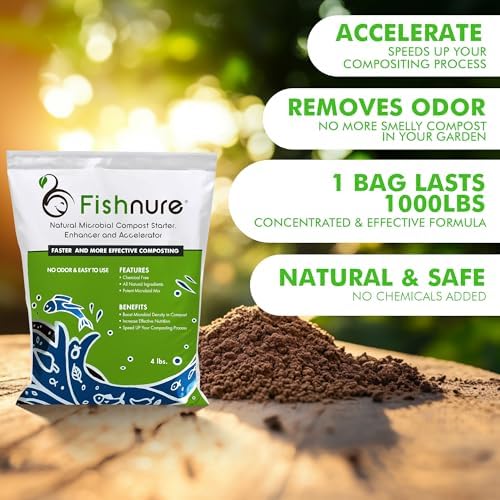 Fishnure - Odor-Free Natural Microbial Compost Starter, 1 4-lb Bag for 1000 lb Compost that Can Be Used as Fertilizer for Potting Soil Indoor Plants & Outdoor Plant Soil, Gardening Essentials - Image 6