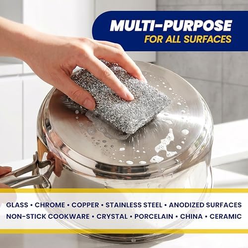 SCRUBIT Scrub Sponges for Kitchen, Non-Scratch Dish Sponges, Heavy Duty Steel Wool Scrubber Sponges Kitchen & Dishes Scrubbers (12) - Image 3