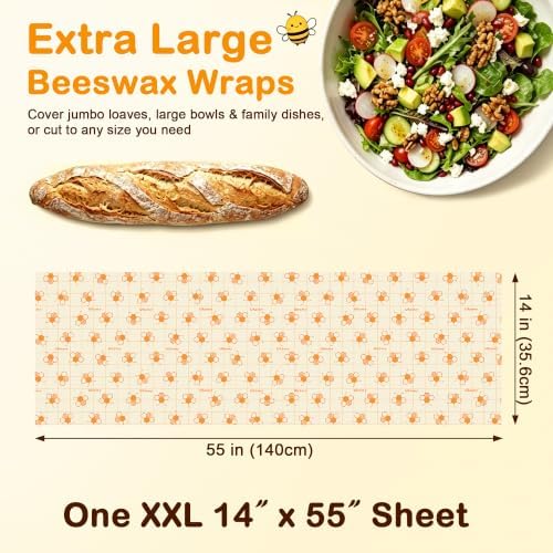 XXL Beeswax Bread Wrap 14"x 55" Extra Large Beeswax Wraps for Food Reusable - Image 3