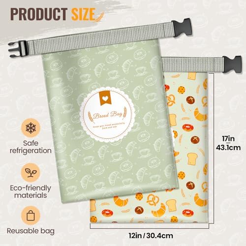 Zunmial 2 Pack Bread Bags for Homemade Bread, 17"×13" Reusable Bread Bag - Image 2